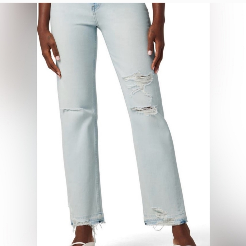 HUDSON JEANS JADE Aries  HIGH WAIST FRAY HEM STRAIGHT LEG JEANS new with…